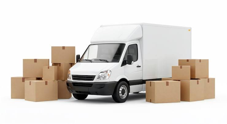 Delivery van with packages